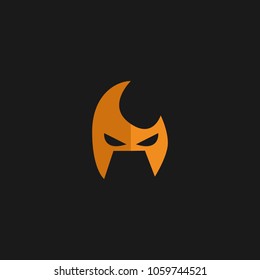 Hero Mask Face Character in flat design template. Vector illustration with black background