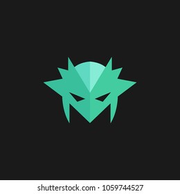 Hero Mask Face Character in flat design template. Vector illustration with black background