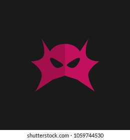Hero Mask Face Character in flat design template. Vector illustration with black background