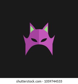 Hero Mask Face Character in flat design template. Vector illustration with black background