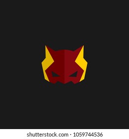 Hero Mask Face Character in flat design template. Vector illustration with black background