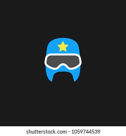 Hero Mask Face Character in flat design template. Vector illustration with black background