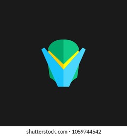 Hero Mask Face Character in flat design template. Vector illustration with black background
