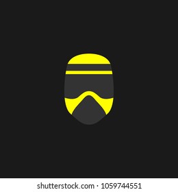 Hero Mask Face Character in flat design template. Vector illustration with black background