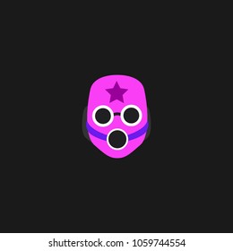 Hero Mask Face Character in flat design template. Vector illustration with black background