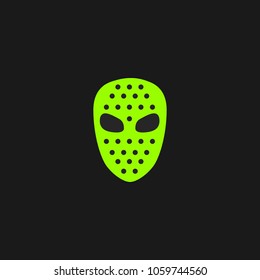 Hero Mask Face Character in flat design template. Vector illustration with black background