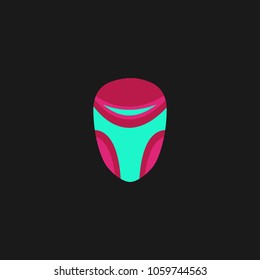 Hero Mask Face Character in flat design template. Vector illustration with black background