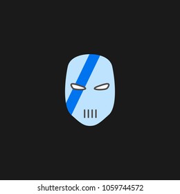 Hero Mask Face Character in flat design template. Vector illustration with black background
