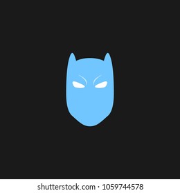 Hero Mask Face Character in flat design template. Vector illustration with black background