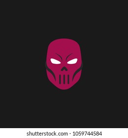 Hero Mask Face Character in flat design template. Vector illustration with black background