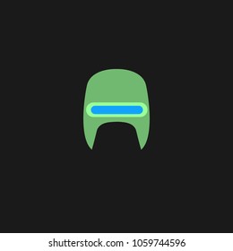 Hero Mask Face Character in flat design template. Vector illustration with black background