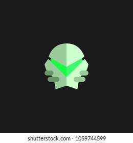 Hero Mask Face Character in flat design template. Vector illustration with black background