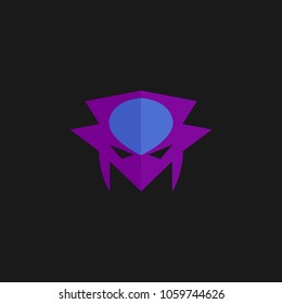 Hero Mask Face Character in flat design template. Vector illustration with black background