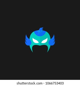 Hero Mask Face Character in flat design template. Vector illustration with white background