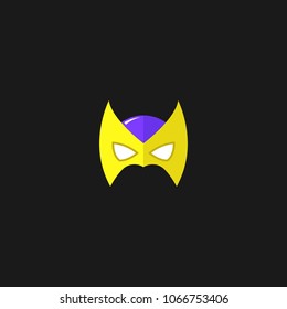 Hero Mask Face Character in flat design template. Vector illustration with white background