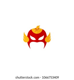 Hero Mask Face Character in flat design template. Vector illustration with white background