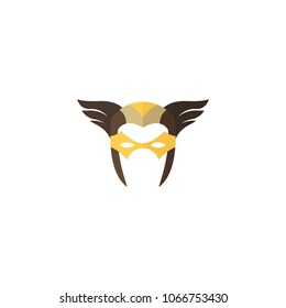 Hero Mask Face Character in flat design template. Vector illustration with white background