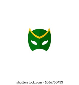 Hero Mask Face Character in flat design template. Vector illustration with white background