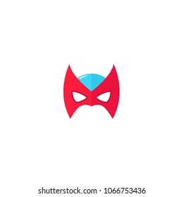 Hero Mask Face Character in flat design template. Vector illustration with white background