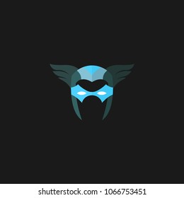 Hero Mask Face Character in flat design template. Vector illustration with white background