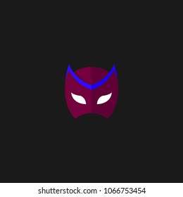 Hero Mask Face Character in flat design template. Vector illustration with white background