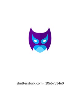 Hero Mask Face Character in flat design template. Vector illustration with white background