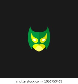 Hero Mask Face Character in flat design template. Vector illustration with white background