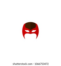 Hero Mask Face Character in flat design template. Vector illustration with white background