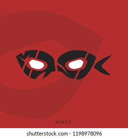 Hero mask logotype. Mask word mark. Text illustration. Identity logotype. Brand design. Typography design. Comics eyes. Alter ego symbol.