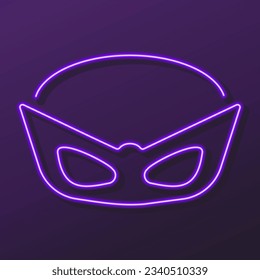 hero mask neon sign, modern glowing banner design, colorful modern design trends on black background. Vector illustration.