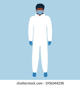 hero Medical staff vector. thank you doctor save lives. helping patient. stay home and keep distance flat design coronavirus. protective suit or clothing and face mask. global vaccine over the world 