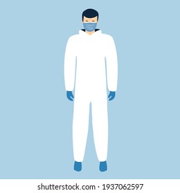 hero Medical staff vector. thank you doctor save lives. helping patient. stay home and keep distance flat design coronavirus. protective suit or clothing and face mask. global vaccine over the world