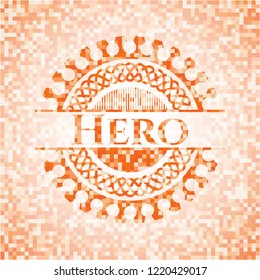 Hero orange mosaic emblem with background