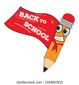 Hero pencil cartoon character. Back to school