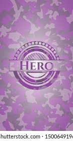 Hero pink on camo pattern. Vector Illustration. Detailed.