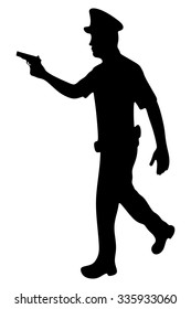 Hero policeman with gun