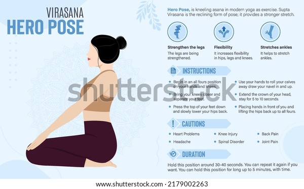 Hero Pose Yoga Guide Benefitsvector Illustration Stock Vector (Royalty ...