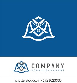 Hero Shield House Concepto Logo Diseño Vector Plantilla