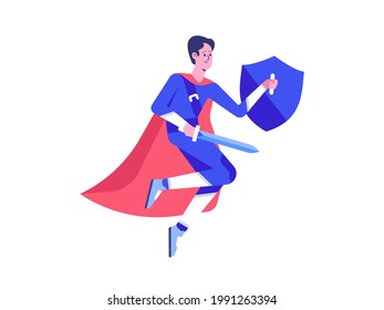hero with shield and sword 