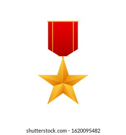 Hero of the Soviet Union gold star award. Illustration on white background. Vector stock illustration.
