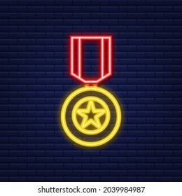 Hero of the Soviet Union gold star award. Neon icon. Motion graphics.