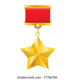 Hero Of The Soviet Union Gold Star Award. Illustration On White