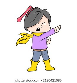 hero style boy ready to eradicate evil, vector illustration art. doodle icon image kawaii.