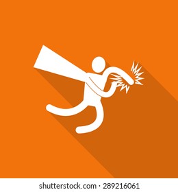 hero superhero flat icon with long shadow. 