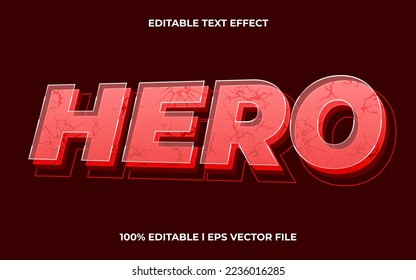 hero text effect editable modern lettering typography font style, trendy 3d text for games