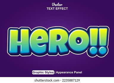 hero text effect with graphic style and editable.