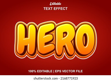 hero text effect with orange color editable.