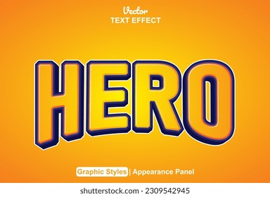 hero text effect with orange graphic style and editable.