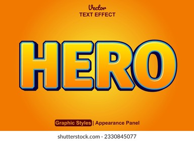 hero text effect with orange graphic style and editable.