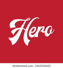 hero text on red background.